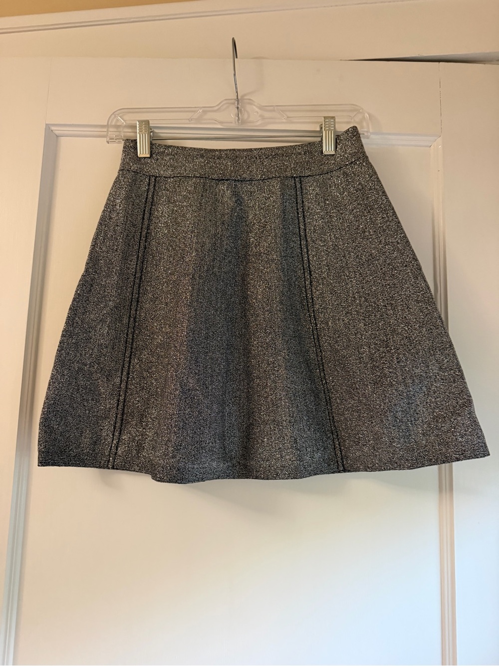 Topshop Silver-Gray Textured Skater Skirt